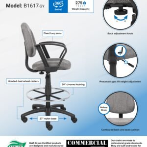 BLACK ANTIMICROBIAL VINYL MEDICAL STOOL WITH FOOT RING