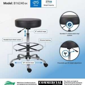 Boss Antimicrobial Vinyl Medical/Drafting Stool