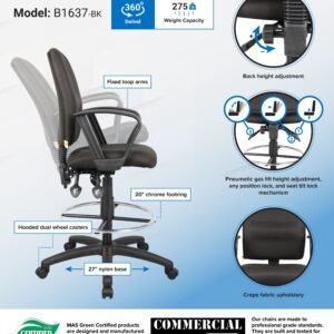 BLACK FABRIC DRAFTING STOOLS W/FOOTRING