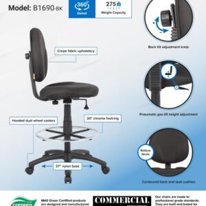 BLACK LEATHER PLUS POSTURE CHAIR W/LOOP ARM