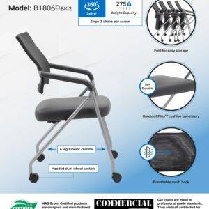 Boss Black Mesh Training Chair With Pewter Frame, (set of 2)