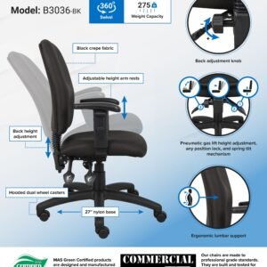 Boss Multi-Function Fabric Task Chair W/ Adjustable Arms