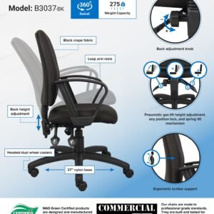 Boss Multi-Function Fabric Task Chair W/Loop Arms
