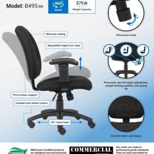 Boss Black Fabric Task Chair W/ Adjustable Arms