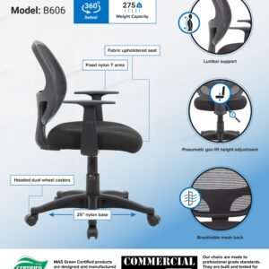 Boss Commercial Grade Mesh Task Chair W/ T-Arms