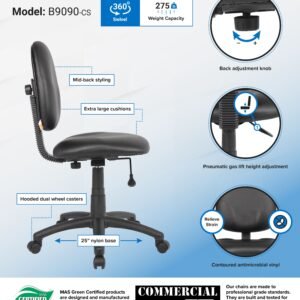 Boss Diamond Task Chair In Black Antimicrobial Vinyl