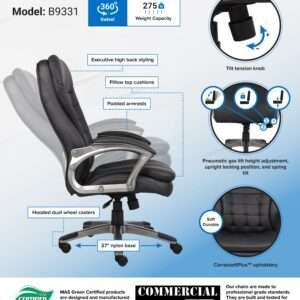 Boss High Back Executive Chair With Pewter Finished Base/Arms