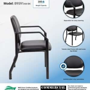 Boss Mid Back Guest Chair, 300 lb capacity, Antimicrobial Vinyl