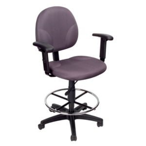 Boss Stand Up Fabric Drafting Stool with Foot Rest grey