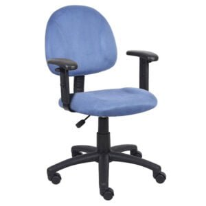 Boss Blue Microfiber Deluxe Posture Chair W/ Adjustable Arms.