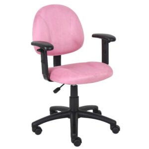 Boss Pink Microfiber Deluxe Posture Chair W/ Adjustable Arms.