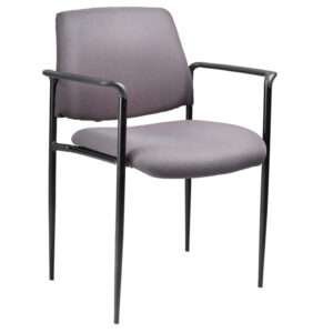 Boss Square Back Diamond Stacking Chair W/Arm In Grey
