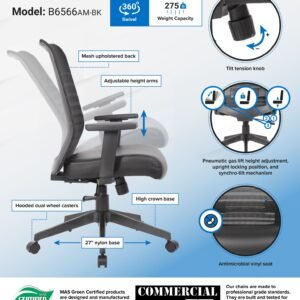Boss Horizontal Mesh Back + Antimicrobial Seat Task Chair