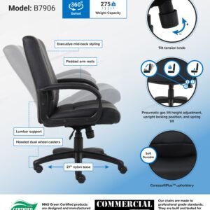 Boss Caressoftplus Vinyl Executive Mid Back Chair