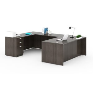 Boss Holland Series 71 Inch Executive U-Shape Desk with File Storage Pedestal, Driftwood